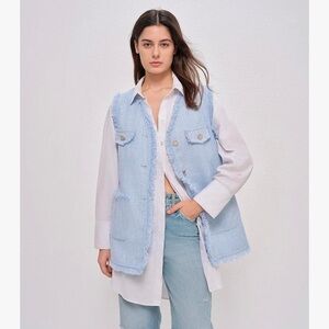 NWT Light Blue Tweed Vest Sleeveless Jacket – Medium